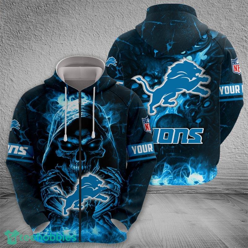 Detroit Lions Fire Skull Gift Halloween 3D Hoodie Gift Fans