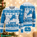 Detroit Lions Logo Ugly Christmas Sweater 3D Printed Unisex Sweater For Men And Women