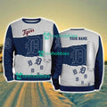 Detroit Tigers MLB Sporty Color Custom Name Christmas Ugly Sweater Gift For Fans