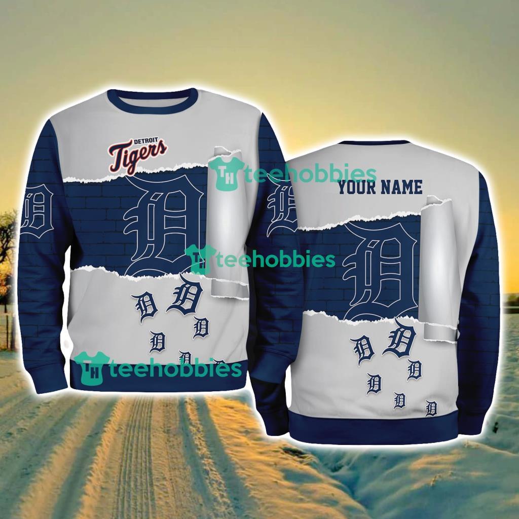 Detroit Tigers MLB Sporty Color Custom Name Christmas Ugly Sweater Gift For Fans
