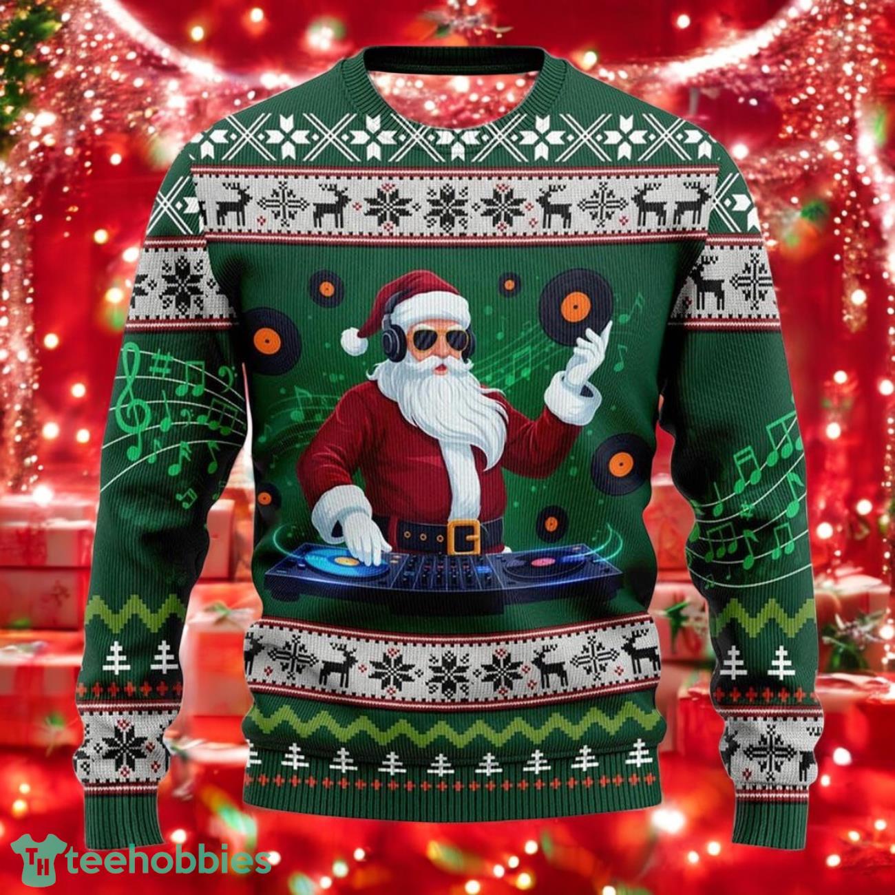 DJ Santa Ugly Christmas Sweater Funny Music Xmas Sweater
