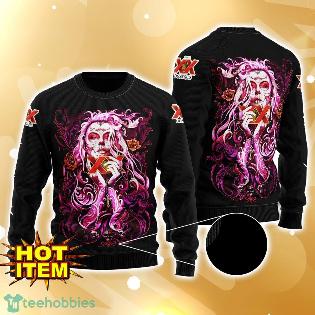 Dos Equis Tattoo Girl 3D Ugly Christmas Sweater For Men And Women