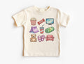 Retro Movie Night Doodles Toddler Tee Popcorn Tv Candy Teddy Bear Fort Natural Boho Toddler Tee