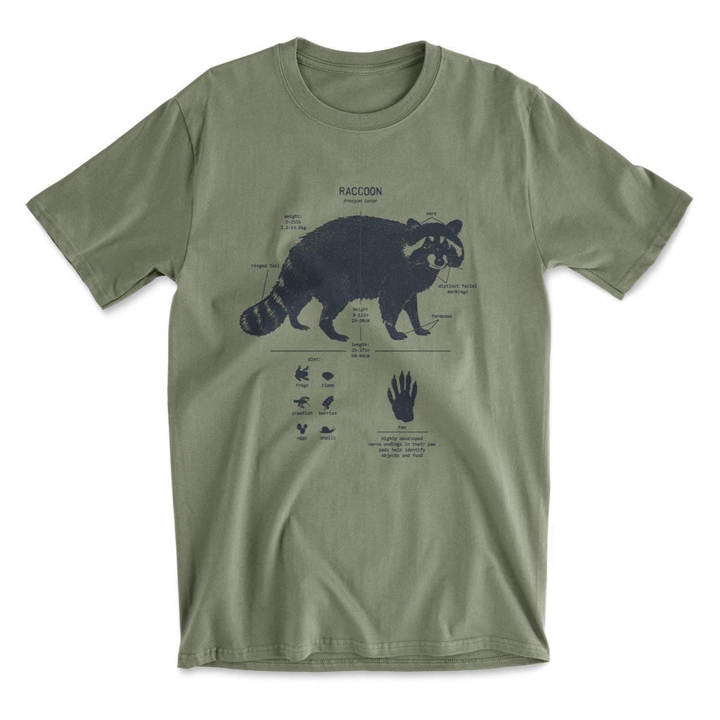 Raccoon Anatomy Hand Drawn Screen Printed Unisex