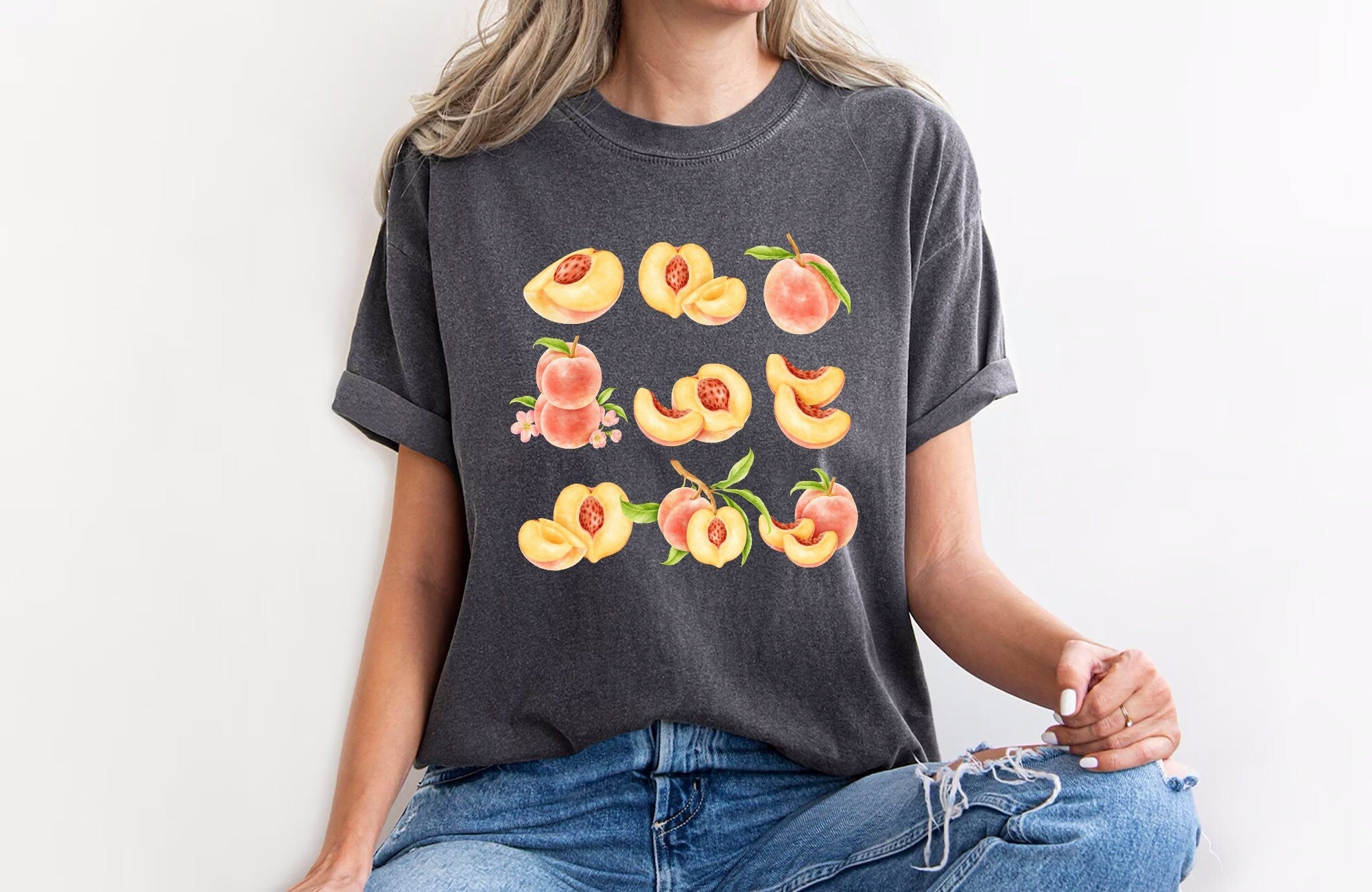 Comfort Colors Peach Vintage Frui Frui Boho Fruit Tee Peach Peach
