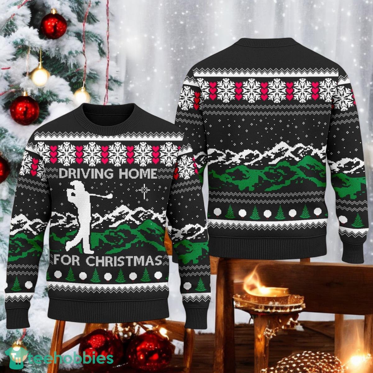Driving Home For Christmas Ugly Christmas Sweater Golfer Xmas Holiday Sweater