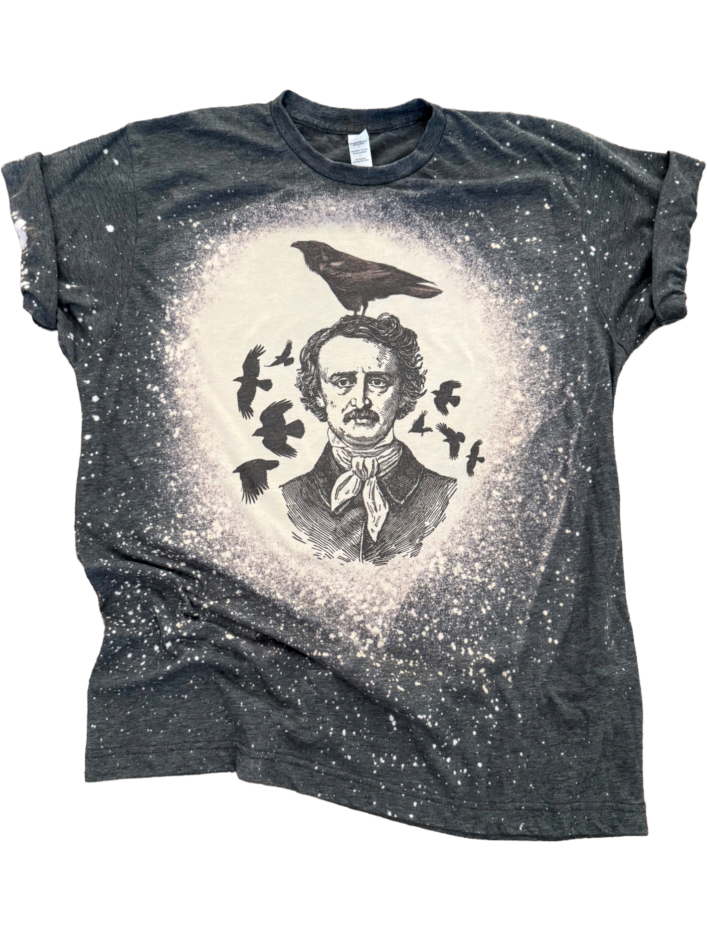 Poe Raven Bleached Tee Unisex , , , Long Sleeve Tee