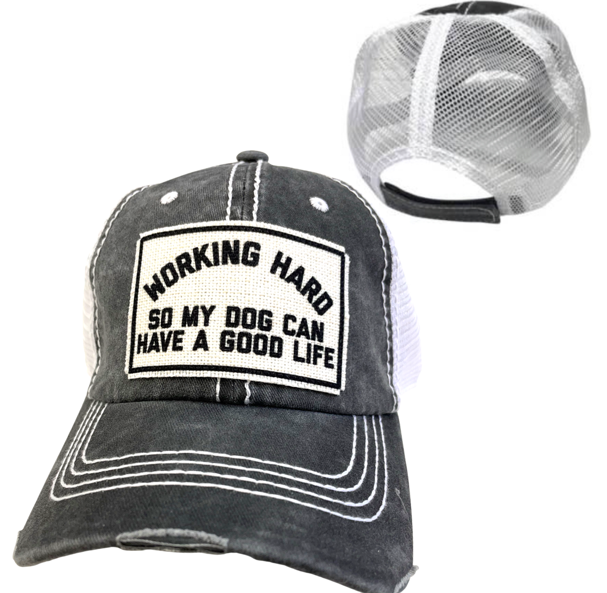 Working Hard For My Dog | Unisex Hat | Distressed Unisex , , , Long Sleeve Tee