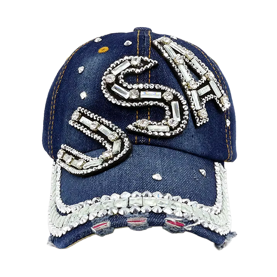 USA Bedazzled Hat - 3989 Unisex , , , Long Sleeve Tee