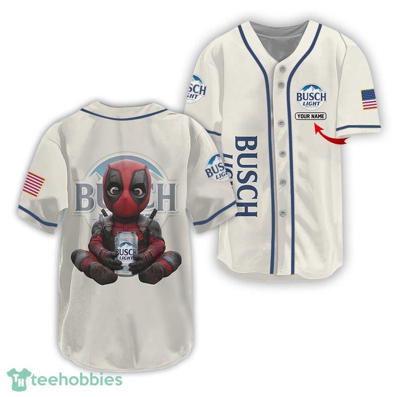 Fans Personalized Busch Light Time with Deadpool Baseball Jersey For Fan