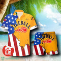 Fireball Cinnamon Whisky USA Flag Aloha Summer Beach Combo Hawaiian Shirt & Shorts For Men Women