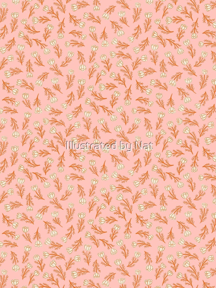 Globe Flower Ditsy Floral - Pastel pink by Illustrated by Nat