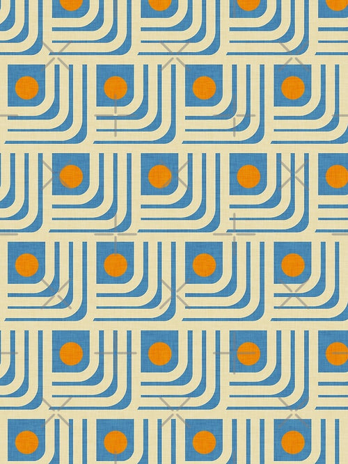 70s Curve Lines Orange Blue by susycosta