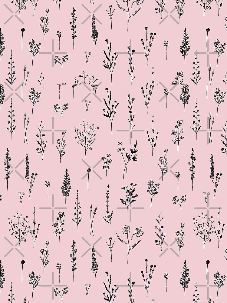 Pink Wildflowers Pattern by Anis Illustration