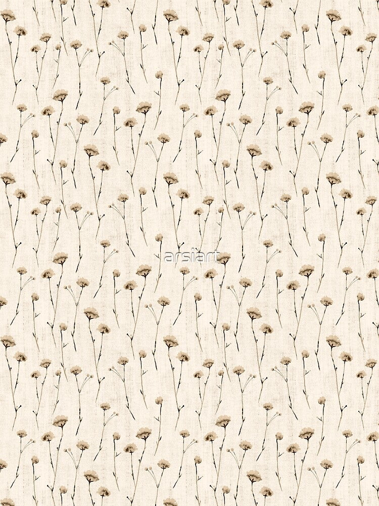 Beige wildflowers Neutral watercolor linen flowers. Botanical midsummer.  Design #1153. by arsiart