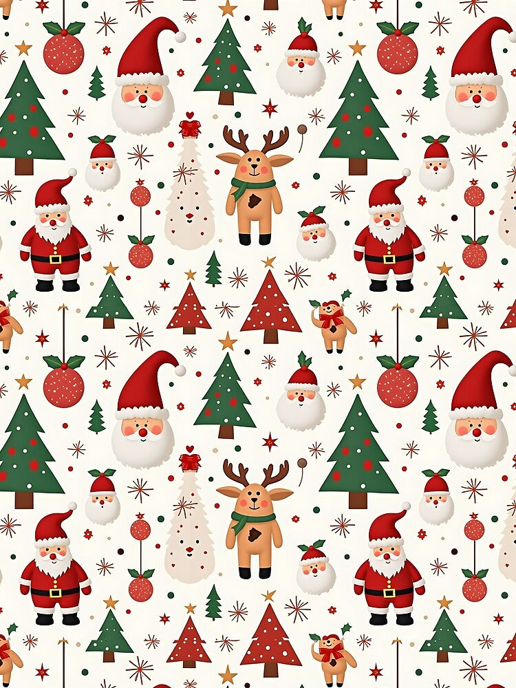 Funny Christmas Seamless Pattern | Santa, Reindeer & Christmas Tree Holiday Design by ralucasilvia87