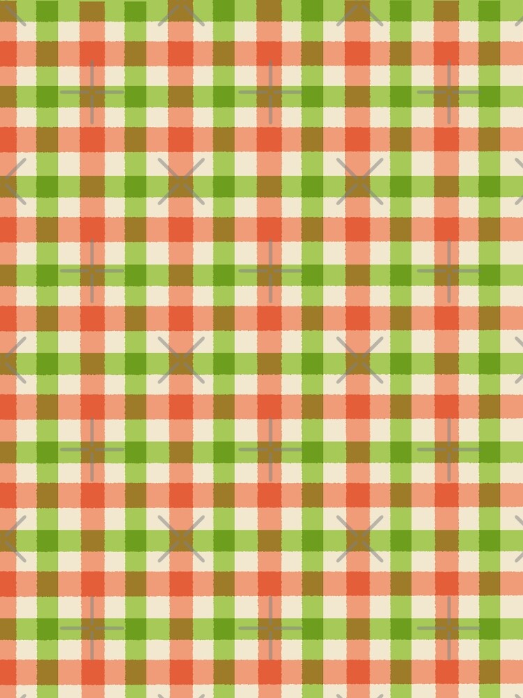 Citrus Green Orange Retro Plaid Check Pattern by DColourMuse