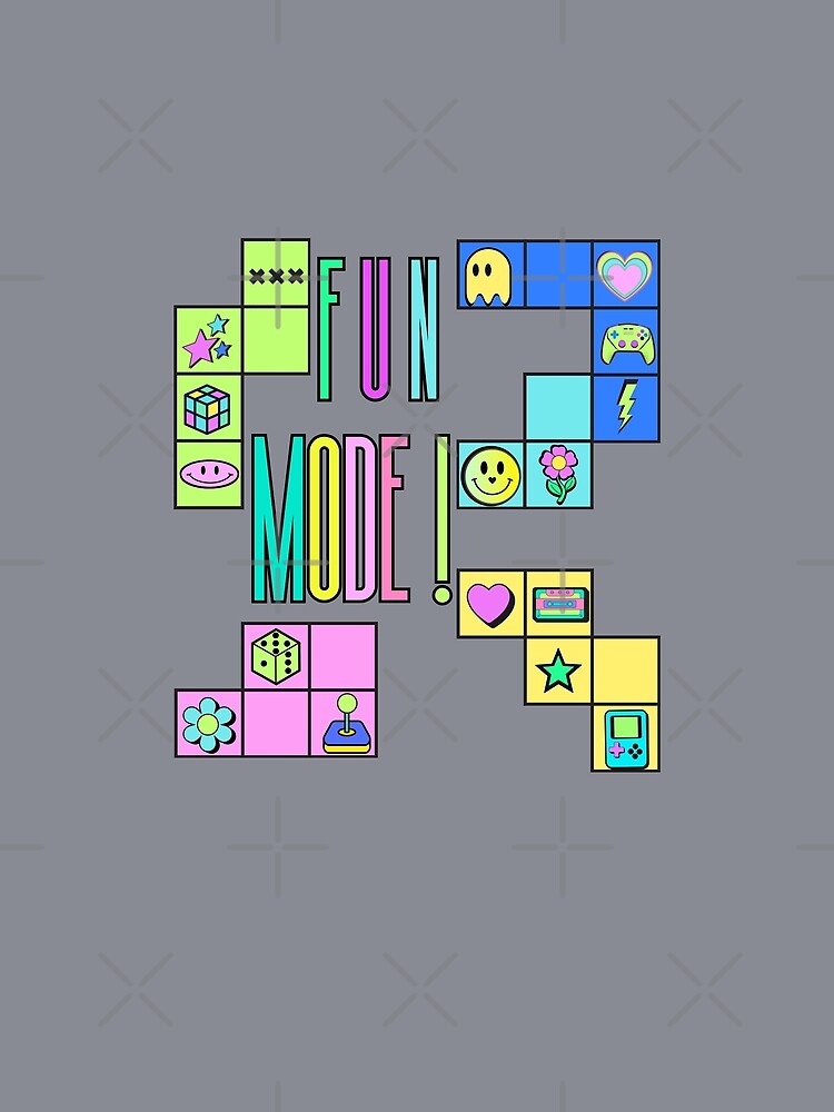 FUN MODE! Retro Arcade Gaming Graphic T-Shirt | Colorful Pastel Pop Art Gamer Tee by Aimetoi