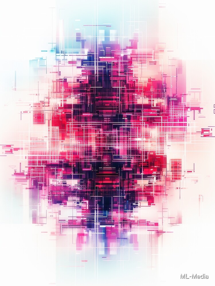 Abstract Geometric Neon Design in Pink and Blue by ML-Media