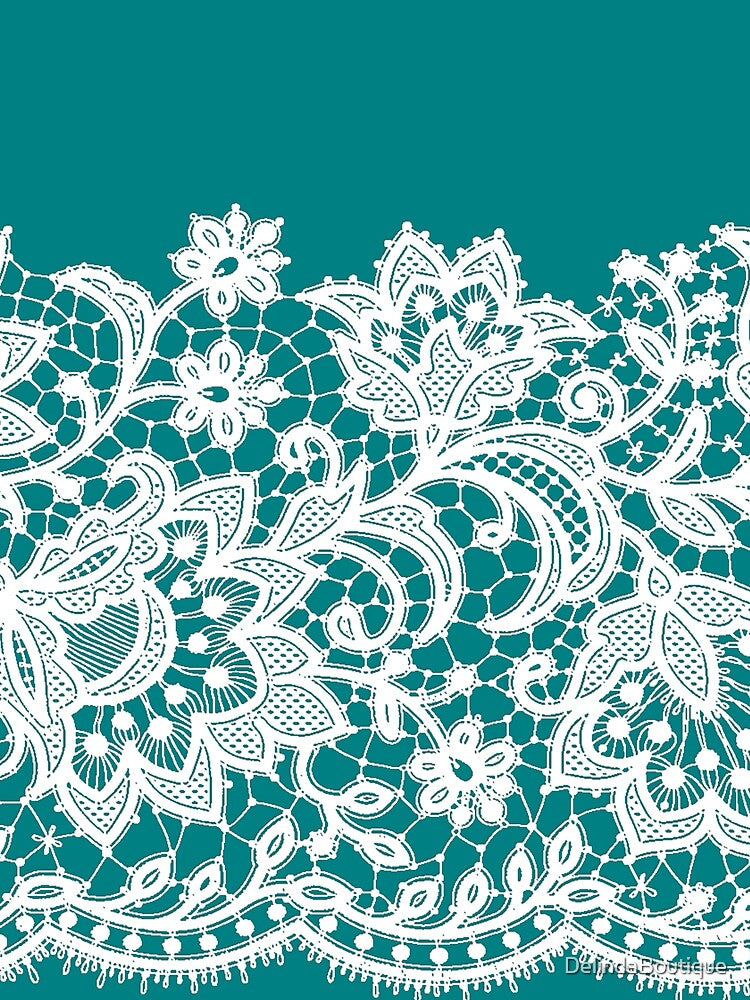 LACE teal blue white by Delinda Graphic Studio