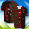 Freddy Krueger Never Sleep Again Halloween Baseball Jersey Style Gift
