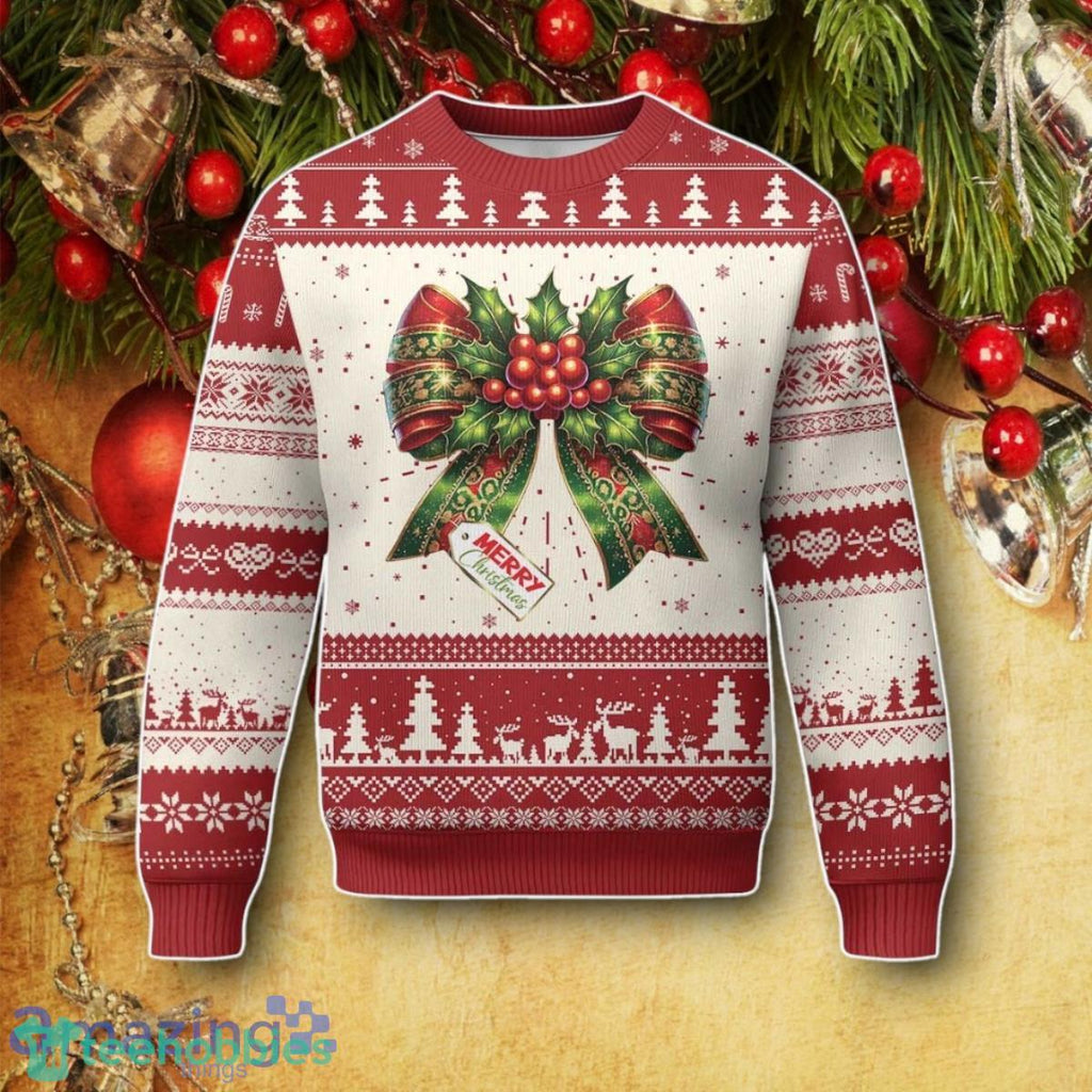 Funny Christmas Bow Present Costume Ugly Christmas Sweater Impressive Gift