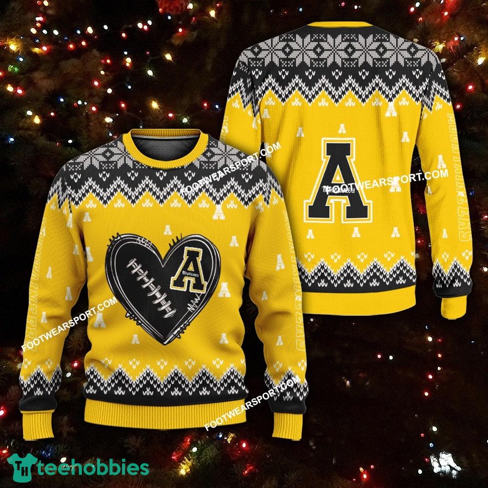 Funny Heart Football Appalachian State Mountaineers Christmas Sweater For Men Women