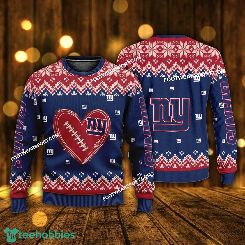 Funny Heart Football New York Giants Christmas Sweater Gift Holidays