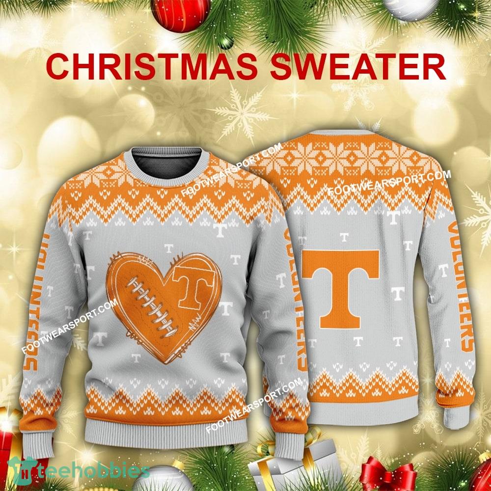 Funny Heart Football Tennessee Volunteers Christmas 3D Sweater Gift For Adult