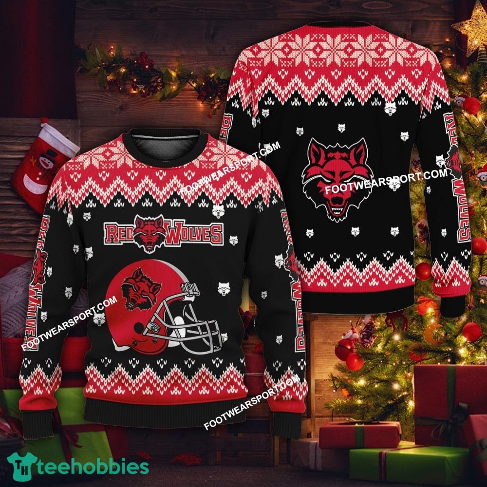 Funny Helmet Arkansas State Red Wolves Christmas Sweater Gift Holidays