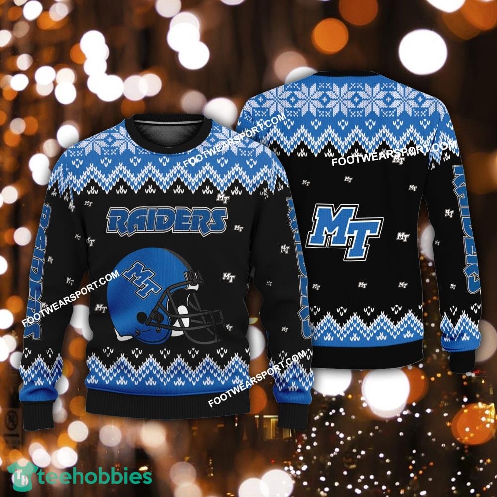 Funny Helmet Middle Tenn Blue Raiders Christmas Sweater AOP For Men Women