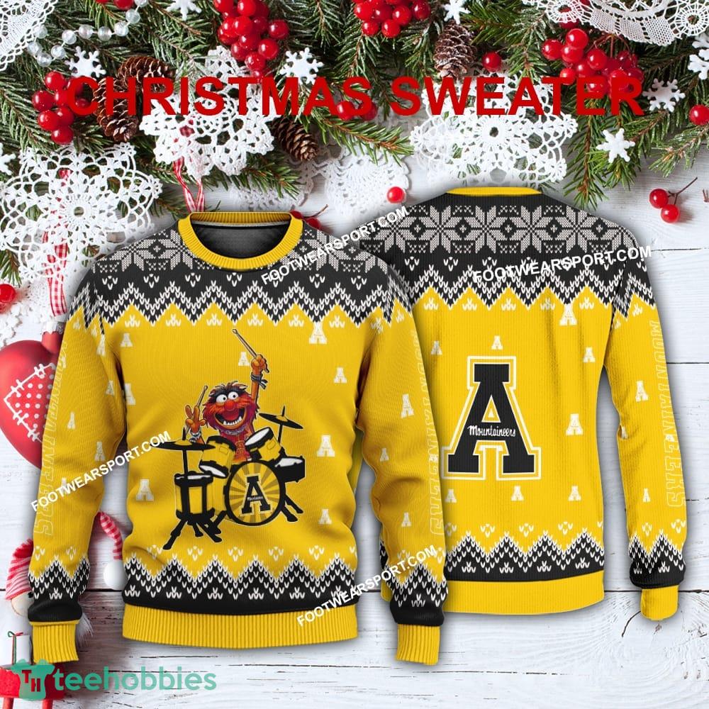 Funny Muppets Play Drums Appalachian State Mountaineers Christmas Sweater AOP Gift Holidays