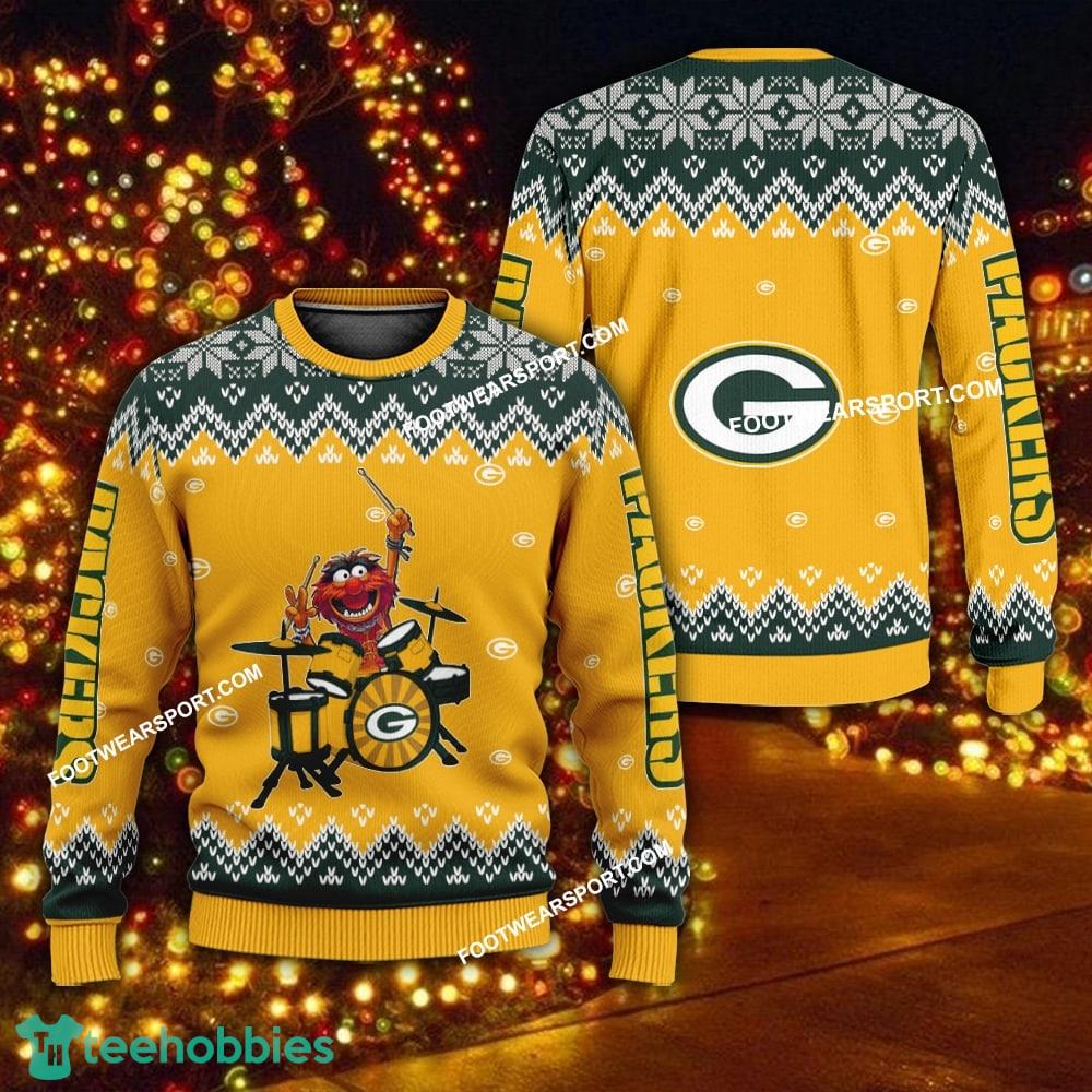 Funny Muppets Play Drums Green Bay Packers Christmas Sweater Gift For Adult