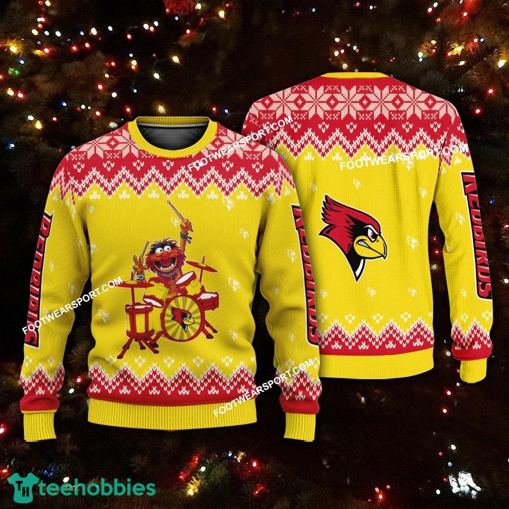 Funny Muppets Play Drums Illinois State Redbirds Christmas 3D Sweater For Men Women