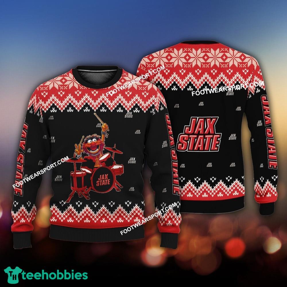 Funny Muppets Play Drums Jacksonville State Gamecocks Christmas Sweater AOP Gift For Adult