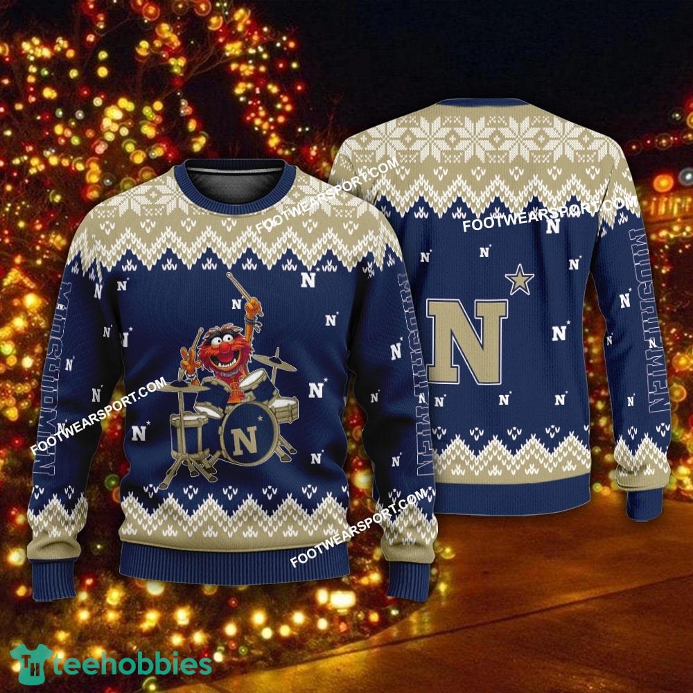 Funny Muppets Play Drums Navy Midshipmen Christmas Sweater For Men Women