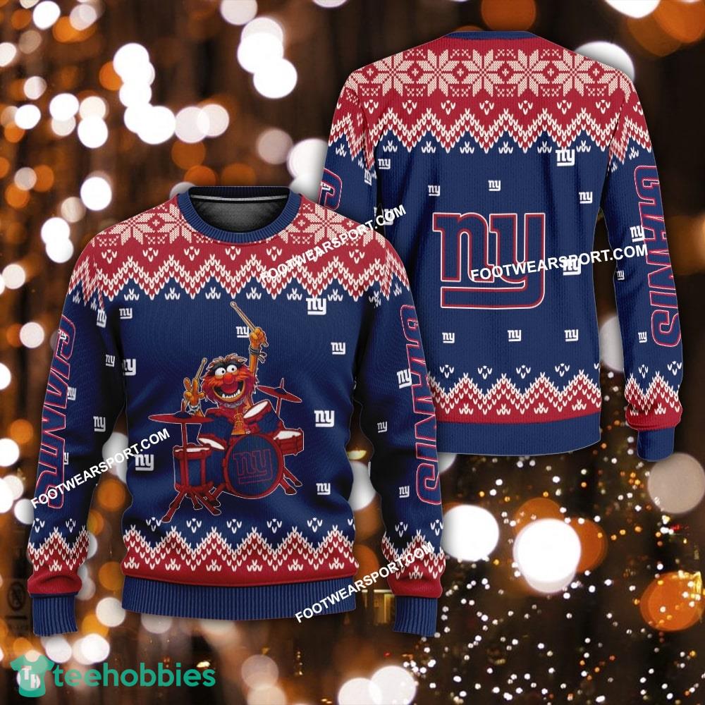 Funny Muppets Play Drums New York Giants Xmas 3D Sweater Gift For Adult
