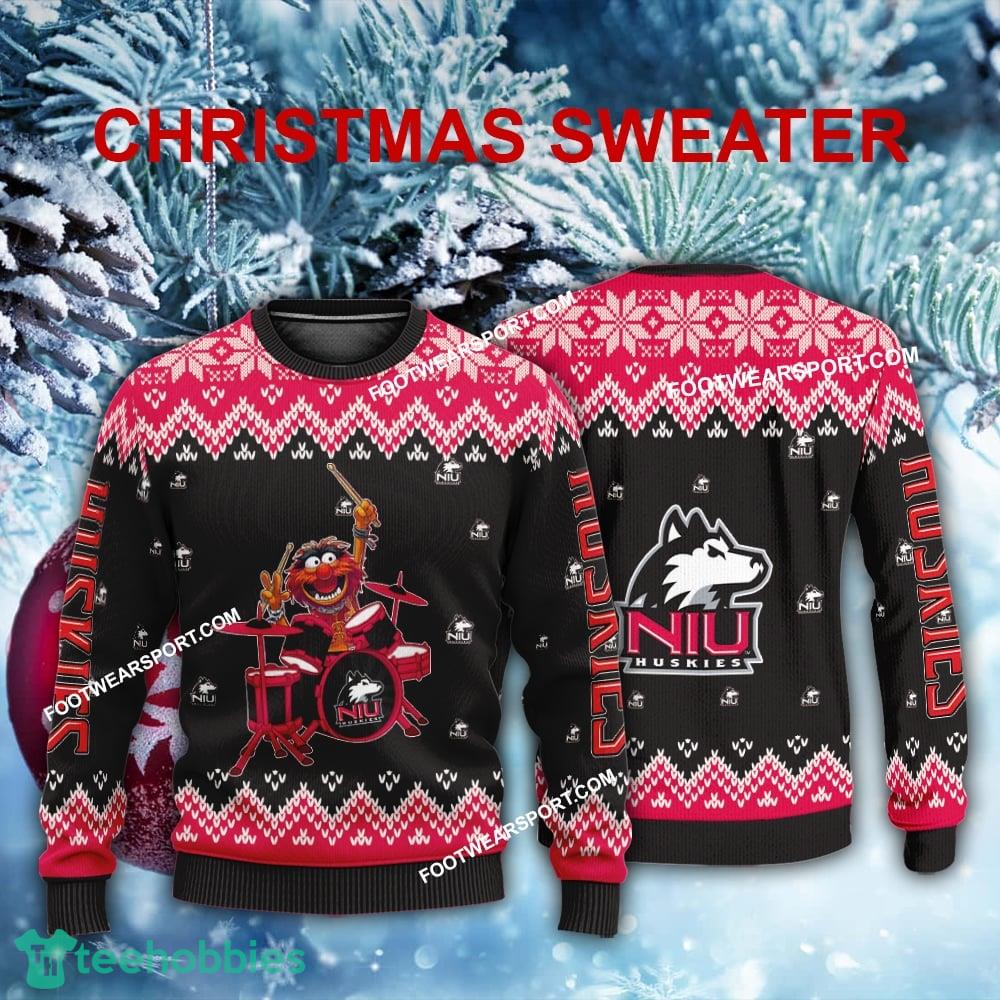 Funny Muppets Play Drums Northern Illinois Huskies Christmas Sweater AOP Gift Holidays