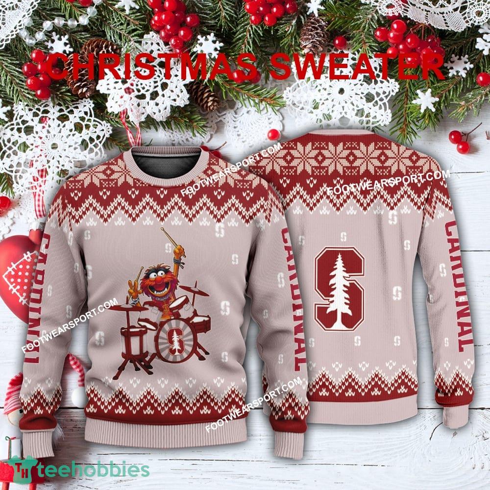 Funny Muppets Play Drums Stanford Cardinal Christmas Sweater AOP For Men Women