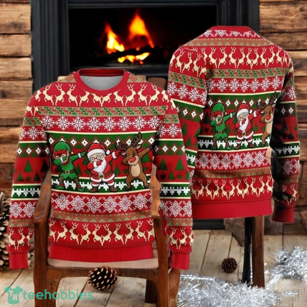 Funny Santa Dab Christmas Sweater Elf & Reindeer Ugly Xmas