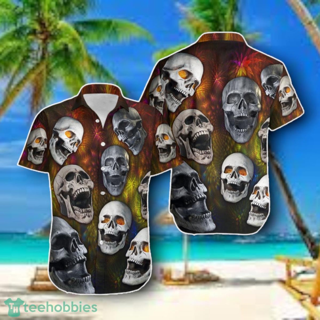 Funny Tropical Skull Hawaiian Shirt Style Gift For Men Women