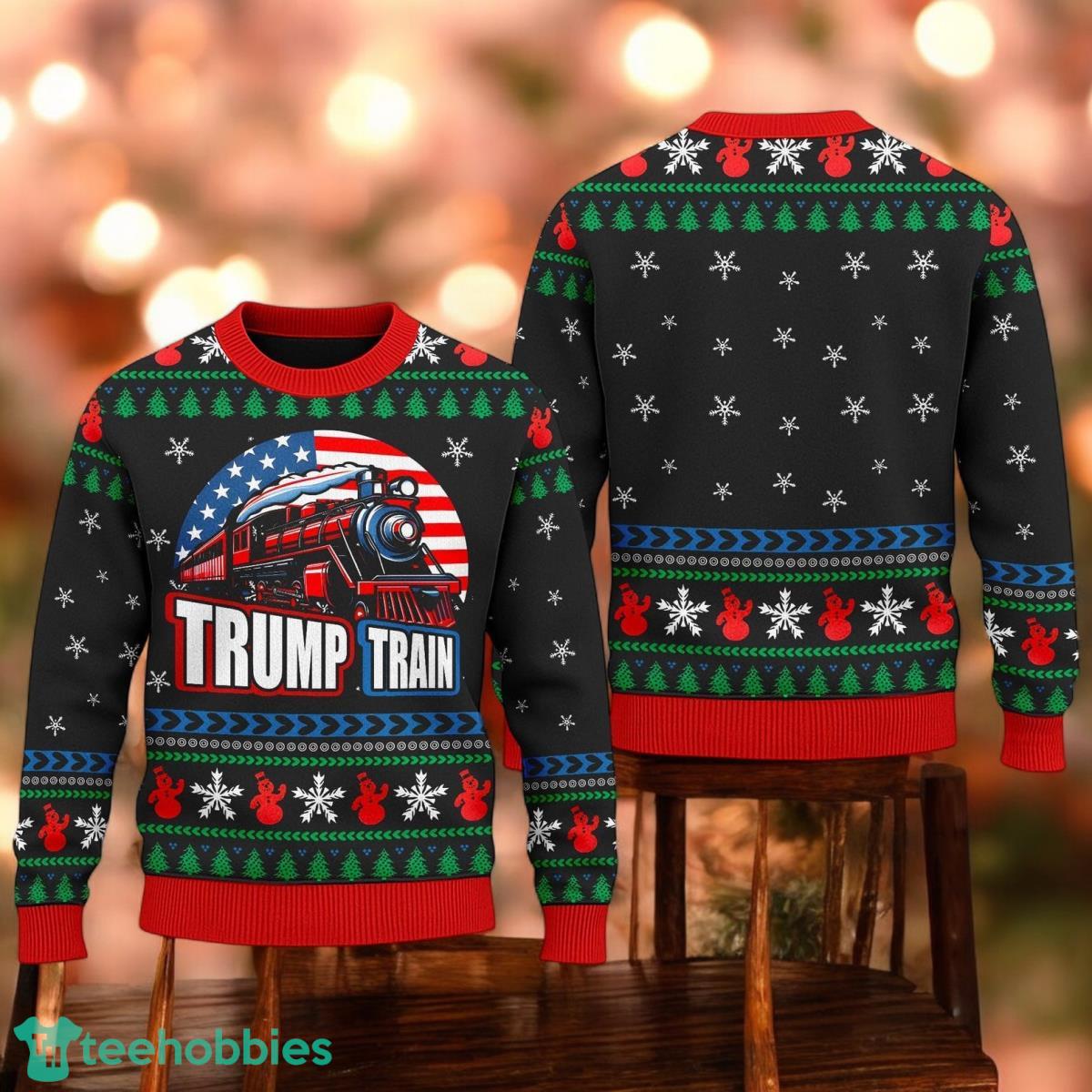 Funny Trump Train Ugly Christmas Sweater Donald Trump President Campaign Christmas Ugly Sweater