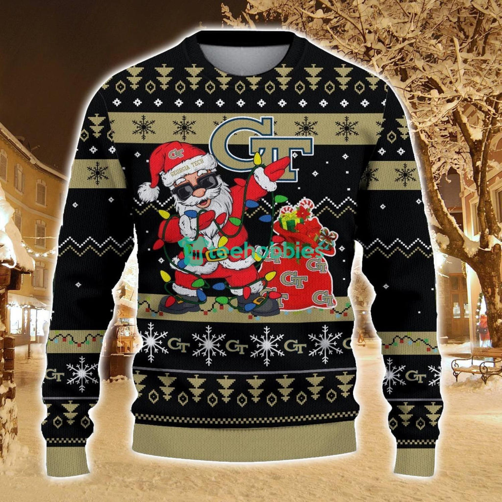 Georgia Tech Yellow Jackets Santa Claus Ugly Christmas Sweater All Printed Sweater For Fans Gift Ideas