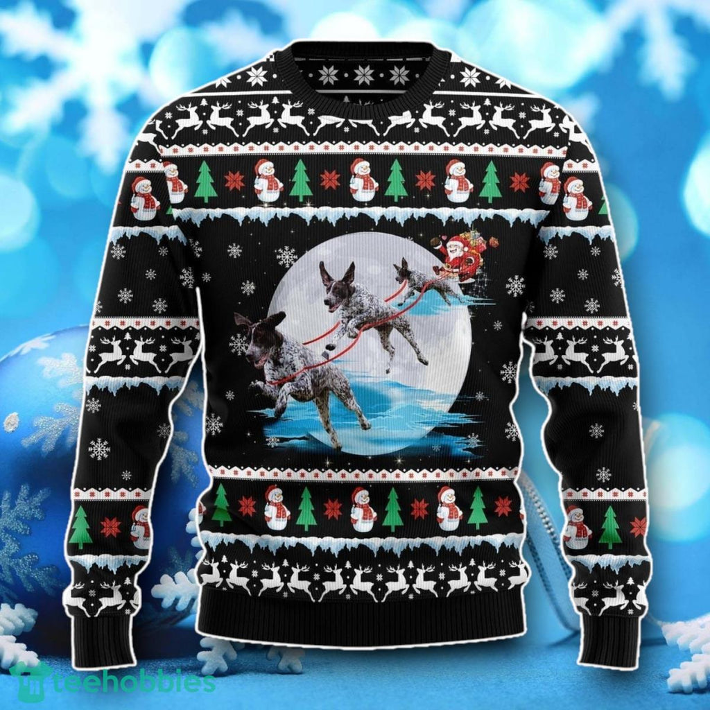 German Shorthaired Pointer Santa On Highway Ugly Christmas Sweater Unique Gift