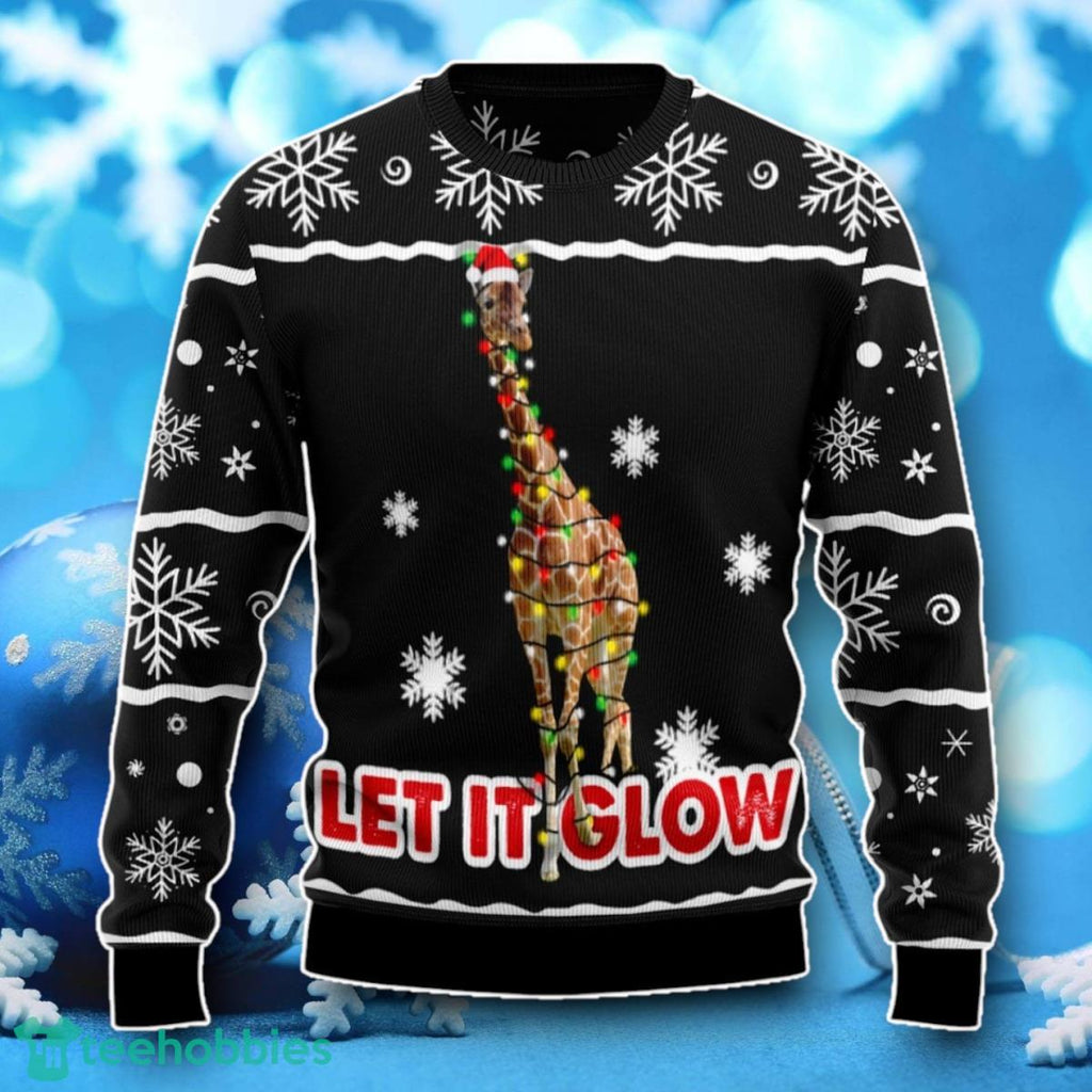 Giraffe Let It Glow Ugly Christmas Sweater Unique Gift