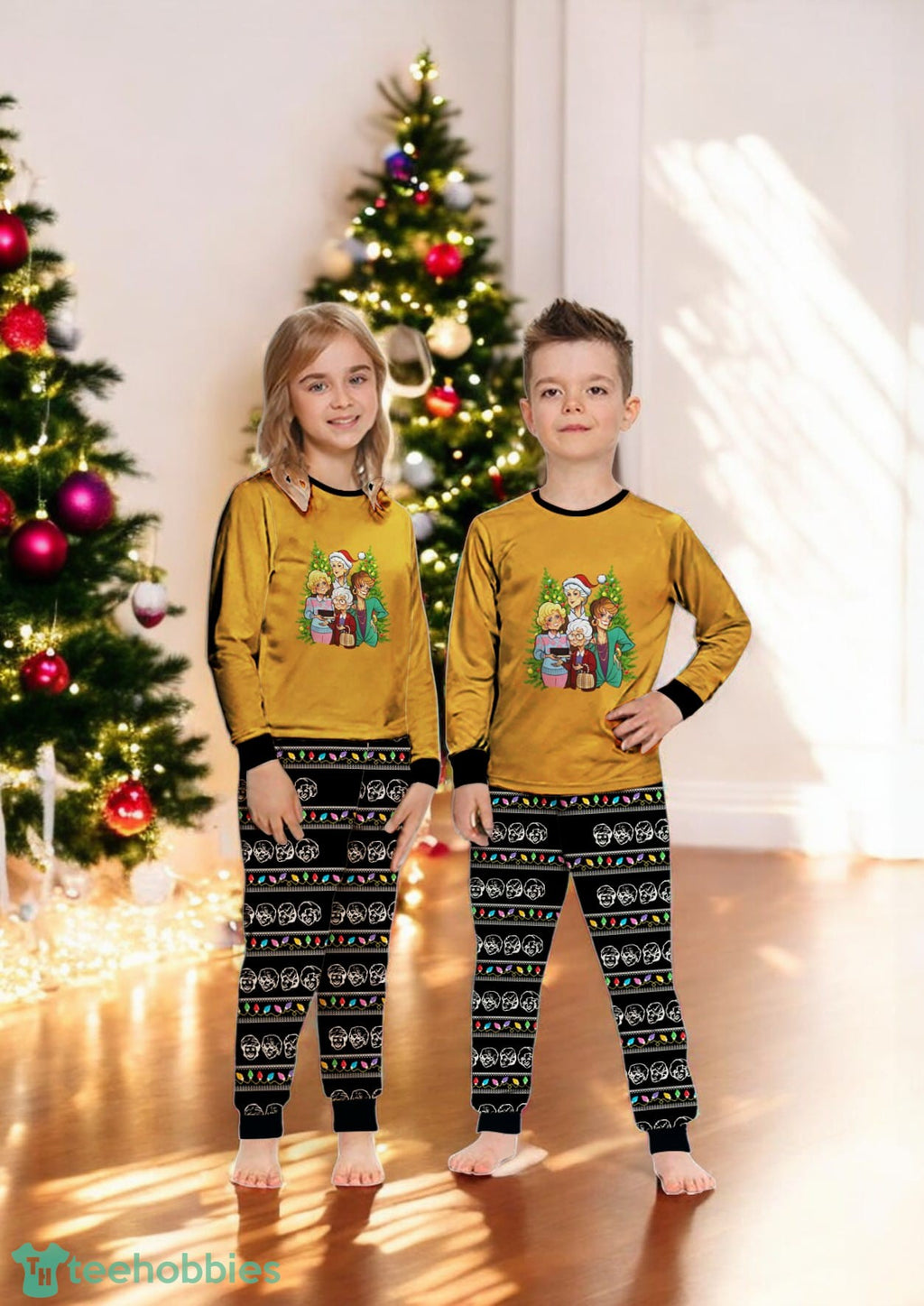 Golden Girls Christmas Pine Trees Family Matching Pajamas Set