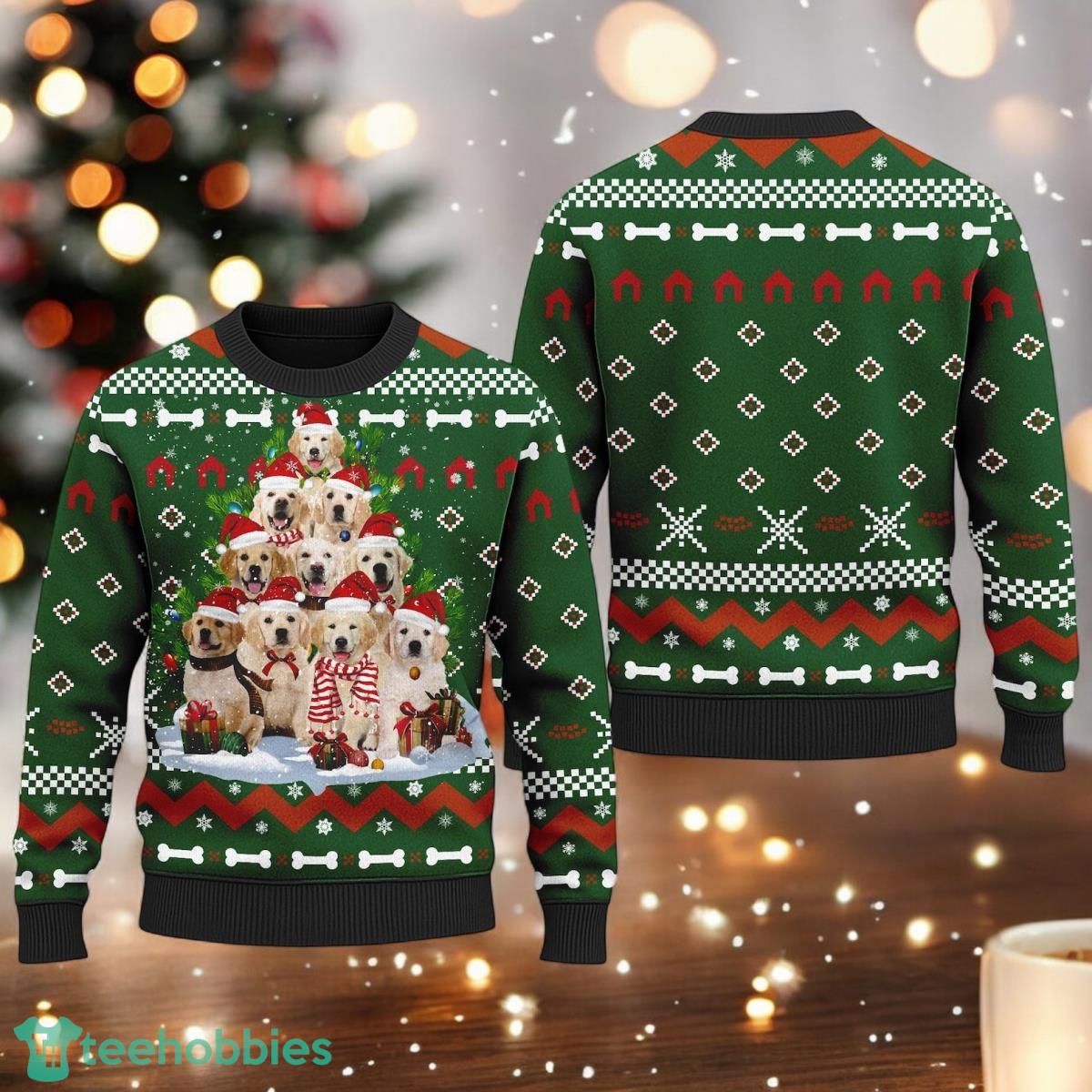 Golden Retriever Christmas Sweater Golden Retriever Pine Tree Ugly Christmas Sweater