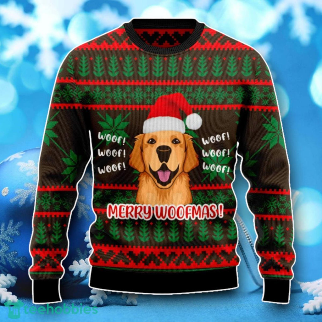Golden Retriever Woofmas Ugly Christmas Sweater Unique Gift