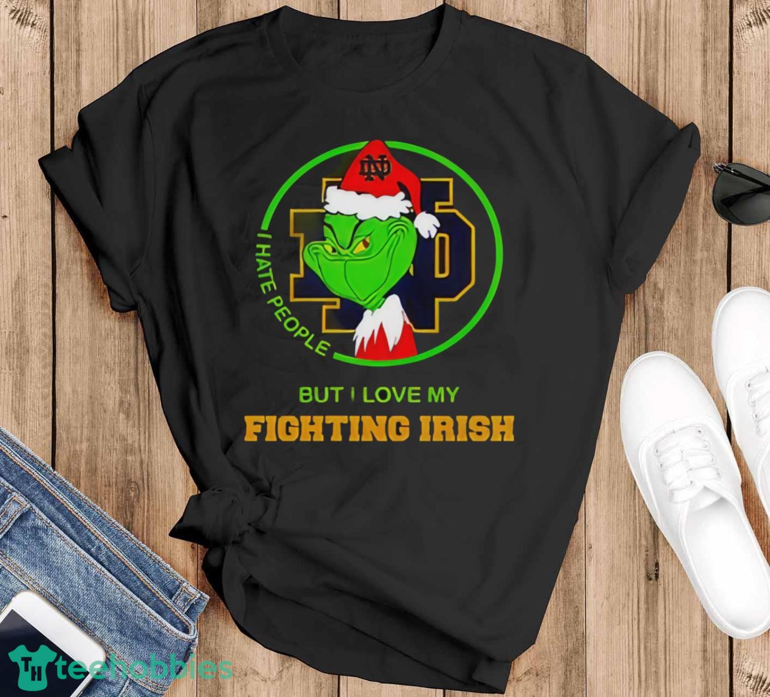 Grinch I Hate People But I Love My Fighting Irish Christmas 2024 Shirt Unisex , , , Long Sleeve Tee