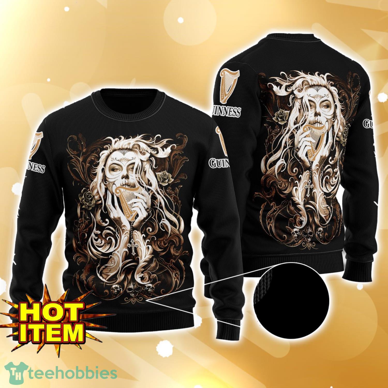 Guinness Beer Tattoo Girl 3D Ugly Christmas Sweater For Men And Women